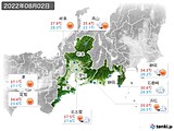 2022年08月02日の東海地方の実況天気