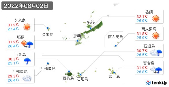 沖縄県(2022年08月02日の天気