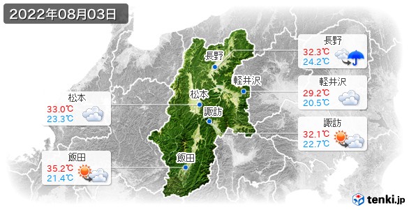 長野県(2022年08月03日の天気