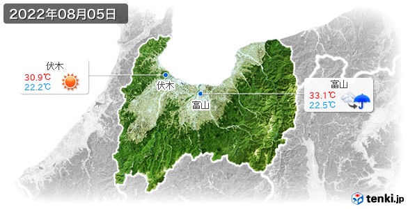 富山県(2022年08月05日の天気
