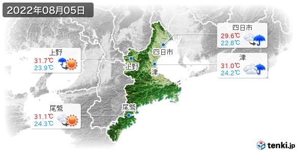 三重県(2022年08月05日の天気