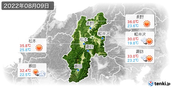 長野県(2022年08月09日の天気