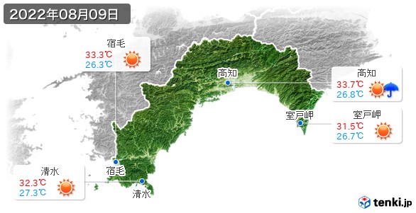 高知県(2022年08月09日の天気