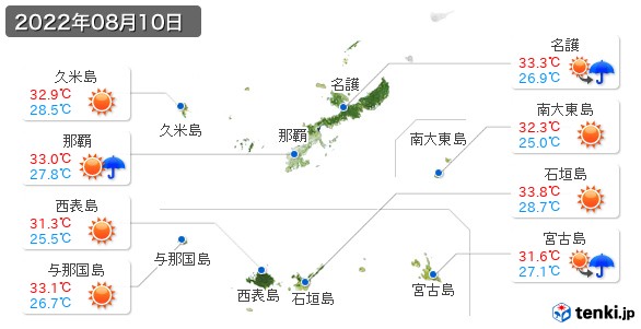 沖縄県(2022年08月10日の天気