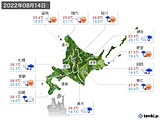 2022年08月14日の北海道地方の実況天気