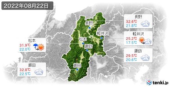 長野県(2022年08月22日の天気