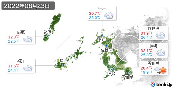 長崎県(2022年08月23日の天気