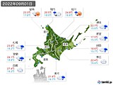 2022年09月01日の北海道地方の実況天気