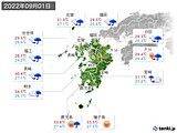 2022年09月01日の九州地方の実況天気