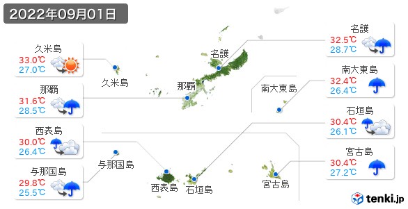 沖縄県(2022年09月01日の天気