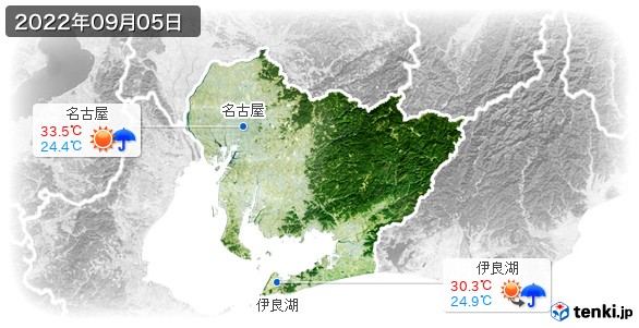 愛知県(2022年09月05日の天気