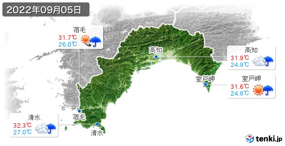 高知県(2022年09月05日の天気