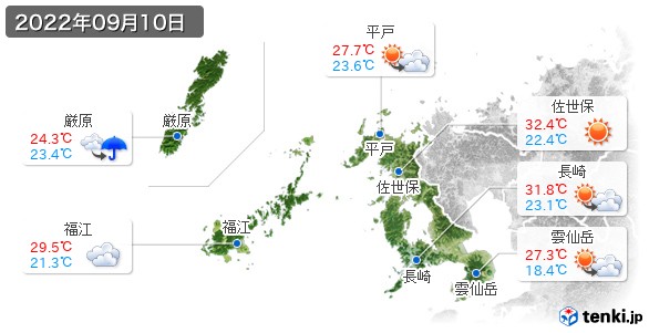 長崎県(2022年09月10日の天気