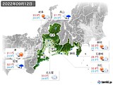 2022年09月12日の東海地方の実況天気