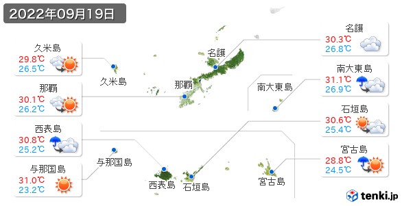 沖縄県(2022年09月19日の天気