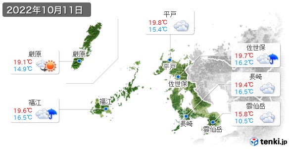 長崎県(2022年10月11日の天気