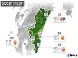 2022年10月14日の宮崎県の実況天気