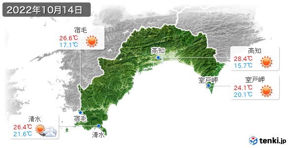 高知県(2022年10月14日の天気