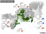 2022年10月18日の東海地方の実況天気