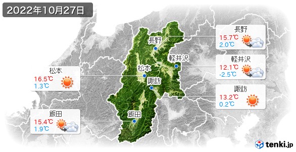 長野県(2022年10月27日の天気