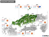 2022年10月28日の中国地方の実況天気