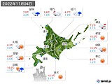 2022年11月04日の北海道地方の実況天気