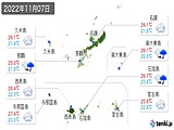 2022年11月07日の沖縄県の実況天気