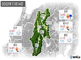 2022年11月14日の長野県の実況天気