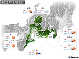 2022年11月15日の東海地方の実況天気