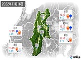 2022年11月16日の長野県の実況天気