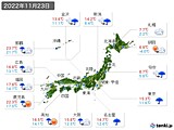 2022年11月23日の実況天気