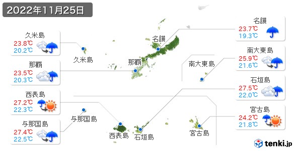 沖縄県(2022年11月25日の天気