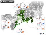 2022年11月26日の東海地方の実況天気