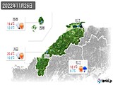 2022年11月26日の島根県の実況天気