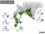 2022年11月26日の道南の実況天気