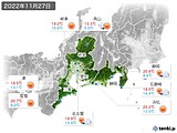 2022年11月27日の東海地方の実況天気