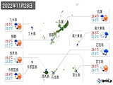 2022年11月28日の沖縄県の実況天気