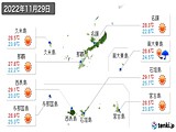 2022年11月29日の沖縄県の実況天気