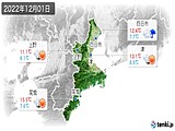 2022年12月01日の三重県の実況天気