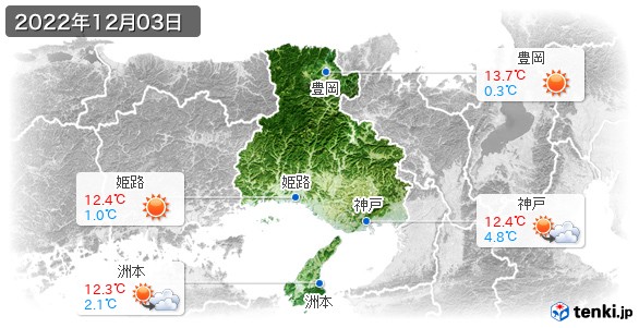 兵庫県(2022年12月03日の天気