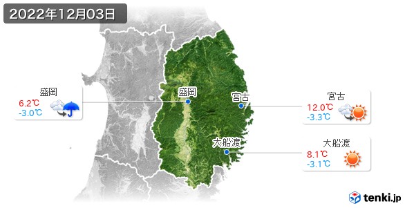 岩手県(2022年12月03日の天気