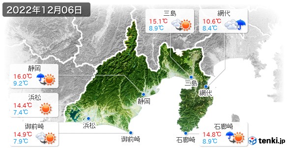 静岡県(2022年12月06日の天気