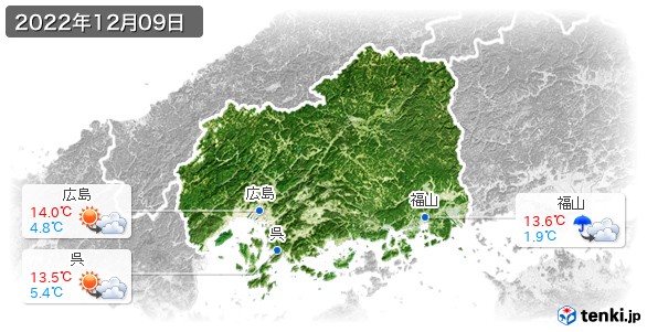 広島県(2022年12月09日の天気
