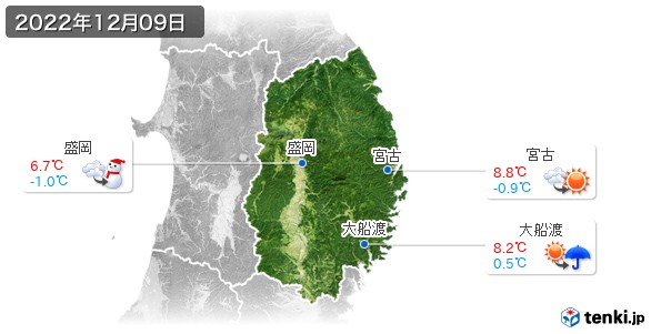 岩手県(2022年12月09日の天気