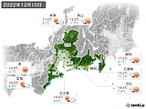 2022年12月10日の東海地方の実況天気