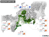 2022年12月11日の東海地方の実況天気