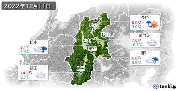 長野県(2022年12月11日の天気