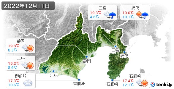 静岡県(2022年12月11日の天気