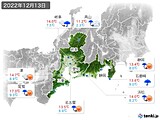 2022年12月13日の東海地方の実況天気