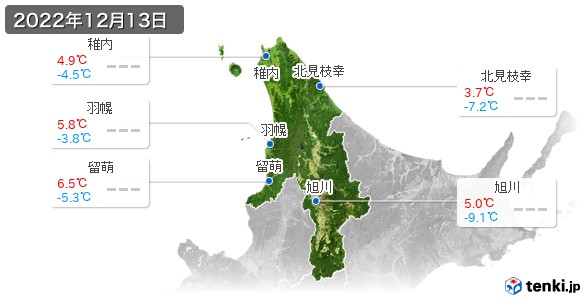 道北(2022年12月13日の天気